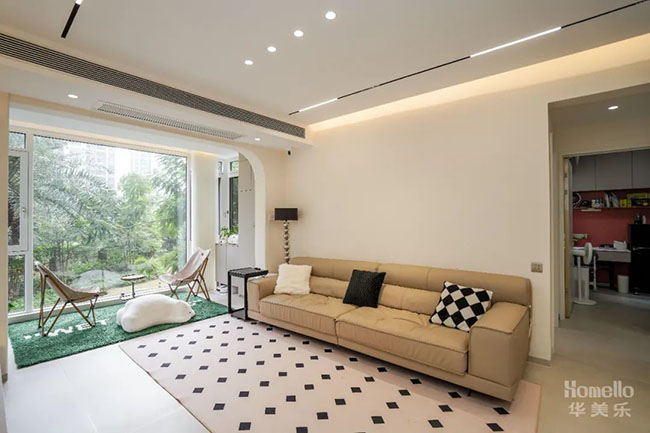 118㎡奶油風，自然優(yōu)雅的小清新橫廳設計，讓家呈現(xiàn)有趣的靈魂